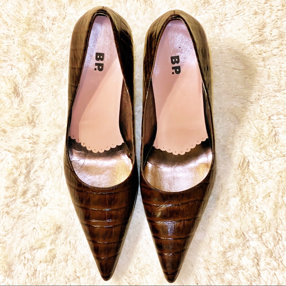 bp Snakeskin Pointed Toe Heels